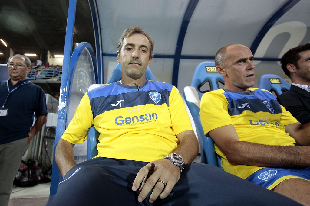 EMPOLI, ITALY - AUGUST 23: Marco Giampaolo head coach of Empoli FC looks on during the Serie A match between Empoli FC and AC Chievo Verona at Stadio Carlo Castellani on August 23, 2015 in Empoli, Italy. (Photo by Gabriele Maltinti/Getty Images)