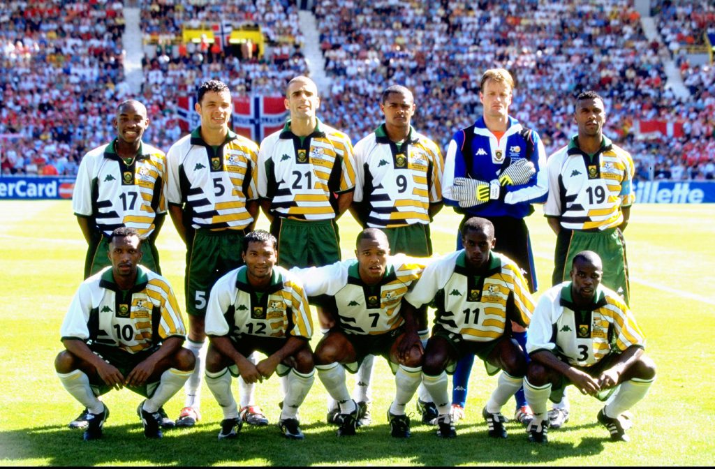 18 Jun 1998: A group photograph of the South African team before the World Cup group C game against Denmark at the Stade Municipal in Toulouse. The match ended 1-1. Mandatory Credit: Ben Radford/Allsport