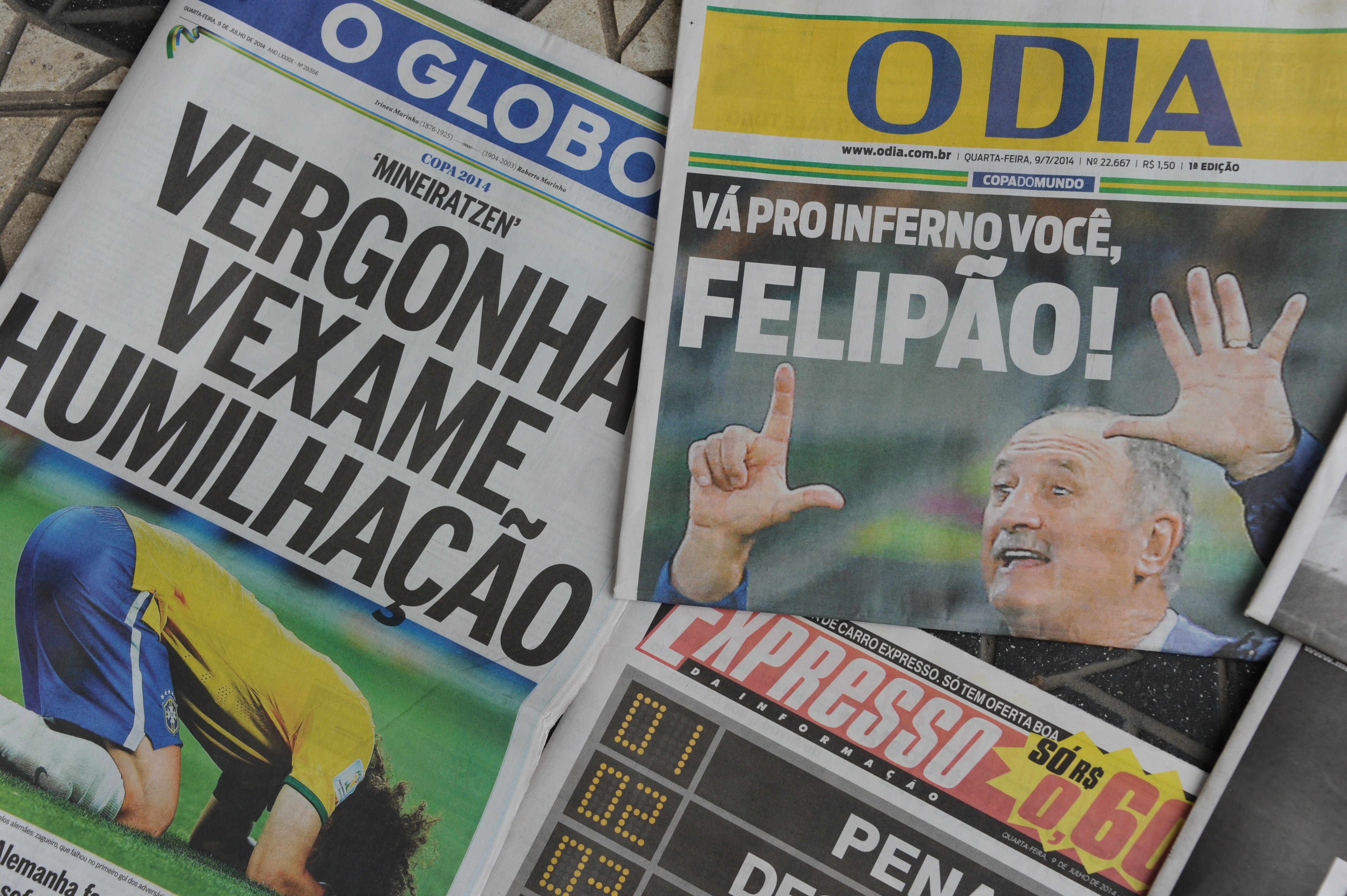 Le prime pagine del 9 luglio 2014, il day-after il Mineiraço (Rodrigo Arangua/Afp/Getty Images)