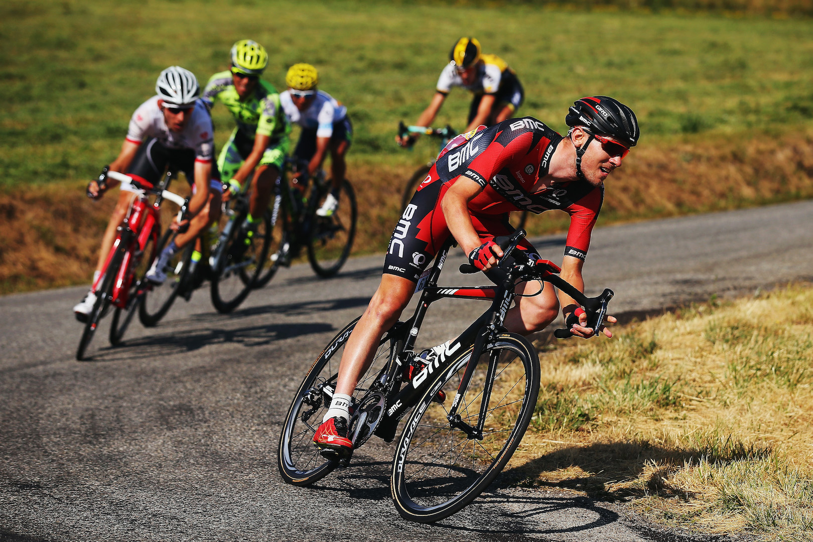 BOURG DE PEAGE, FRANCE - JULY 20: Tejay van Garderen of the United States and BMC Racing Team leads a pack of riders during the sixteenth stage of the 2015 Tour de France, a 201km stage between Bourg de Peage and Gap, on July 20, 2015 in Bourg de Peage, France. (Photo by Bryn Lennon/Getty Images)